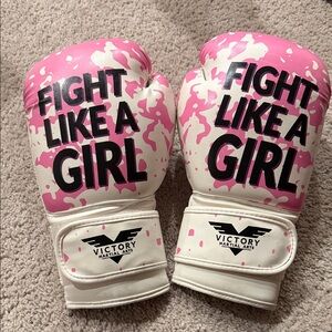 Victory Martial Arts Pink and White Boxing Gloves
